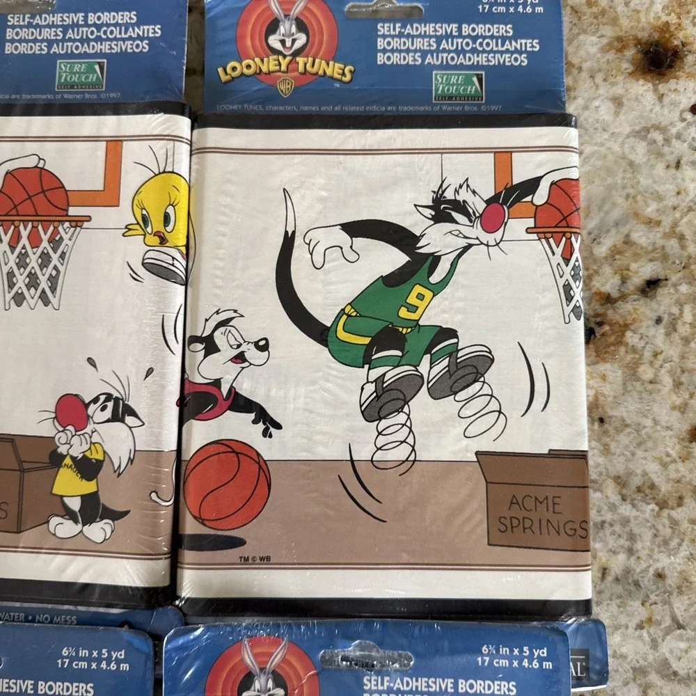 NOS Looney Tunes Basketball Wallpaper Border Taz Bugs Tweety 20 Yrd Vtg Imperial